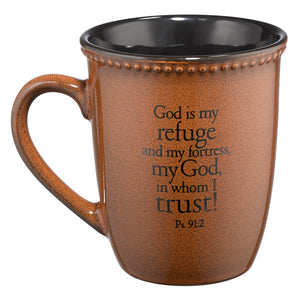 Trust Saddle Tan Stoneware Coffee Mug - Psalm 91:2