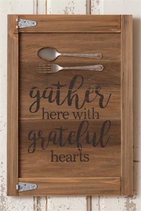 Gather Here with Grateful Hearts with Fork and Spoon Wall Art