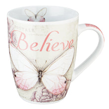 Load image into Gallery viewer, Butterfly Believe in Pink Mark 9:23 Coffee Mug