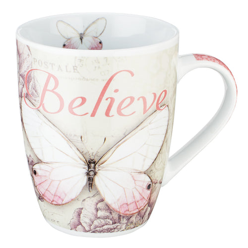 Butterfly Believe in Pink Mark 9:23 Coffee Mug