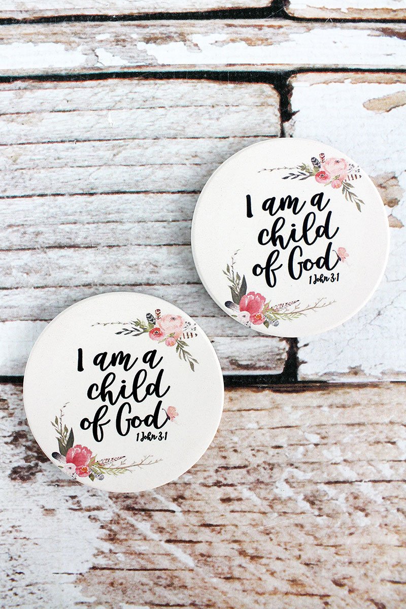 Two Piece Car Coaster Set In Choice of 3 Verses