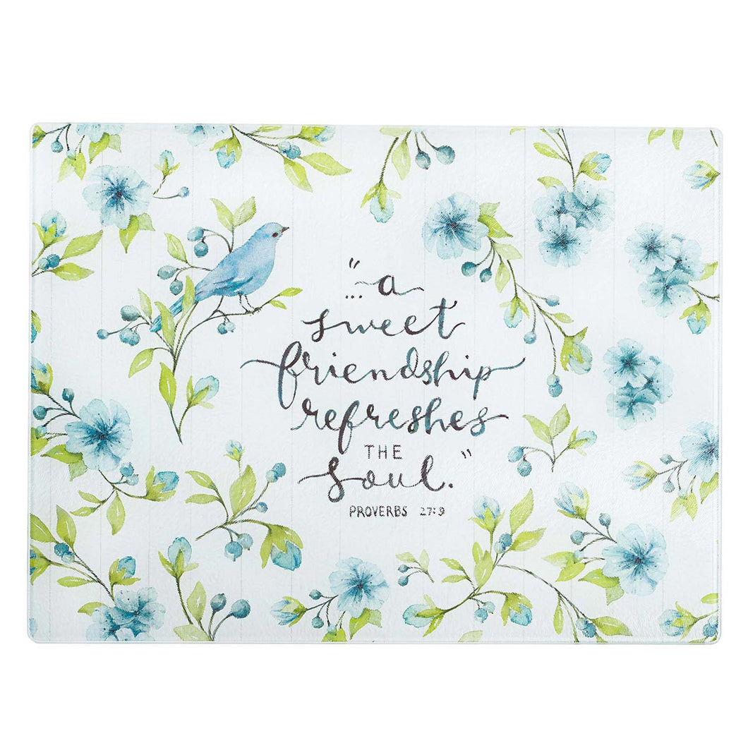 A Sweet Friendship Large Glass Cutting Board - Proverbs 27:9