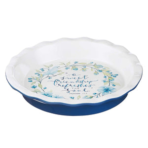 A Sweet Friendship 9.5-Inch Ceramic Pie Plate - Proverbs 27:9