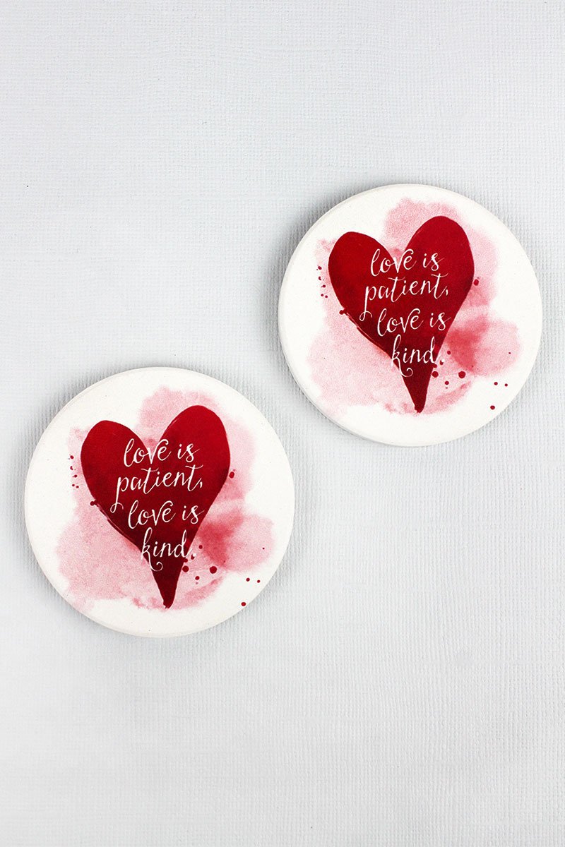 Two Piece Love is Patient Love is Kind Car Coaster Set