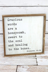 Gracious Words are a Honeycomb Wall Sign