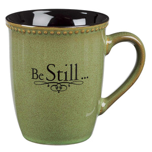 Be Still Sage Green Stoneware Coffee Mug - Psalm 46:10