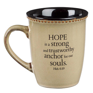 Hope Ivory Stoneware Coffee Mug - Hebrews 6:19