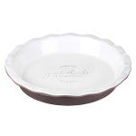 Give Thanks in Everything 9.5" Ceramic Pie Plate in Taupe - 1 Thessalonians 5:18