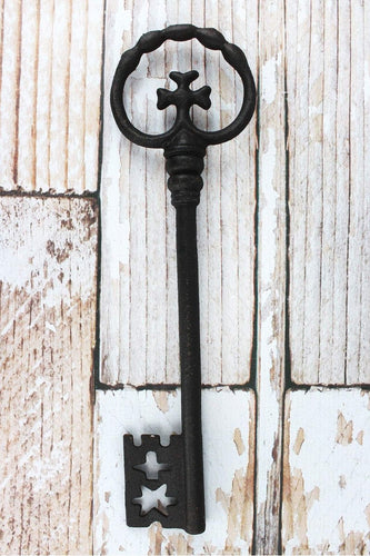 Antiqued Metal Cross and Scalloped Top Key Wall Decor