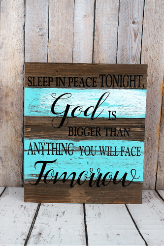 Two-color 'God is Bigger' Wood Sign