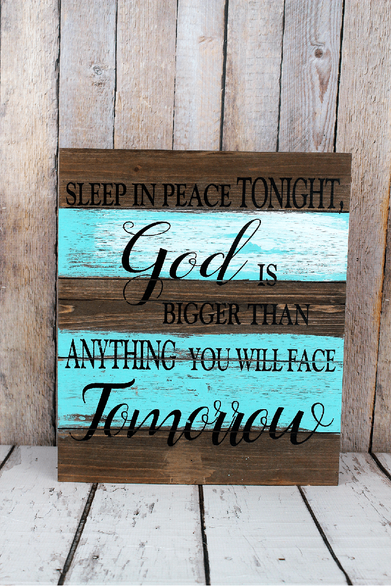 Two-color 'God is Bigger' Wood Sign