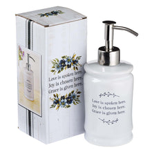 Load image into Gallery viewer, Love Joy Grace Ceramic Soap Dispenser in White