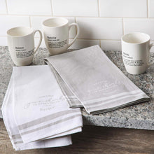 Load image into Gallery viewer, Give Thanks in Everything Cotton Tea Towel Set in White and Natural Oat
