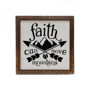 Faith Can Move Mountains Wood Framed Shelf Sitter